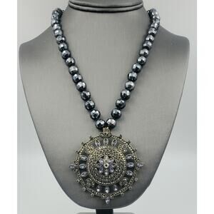 Heidi Daus “Paris Salon” Beaded Crystal Deco Necklace - Amethyst-Color